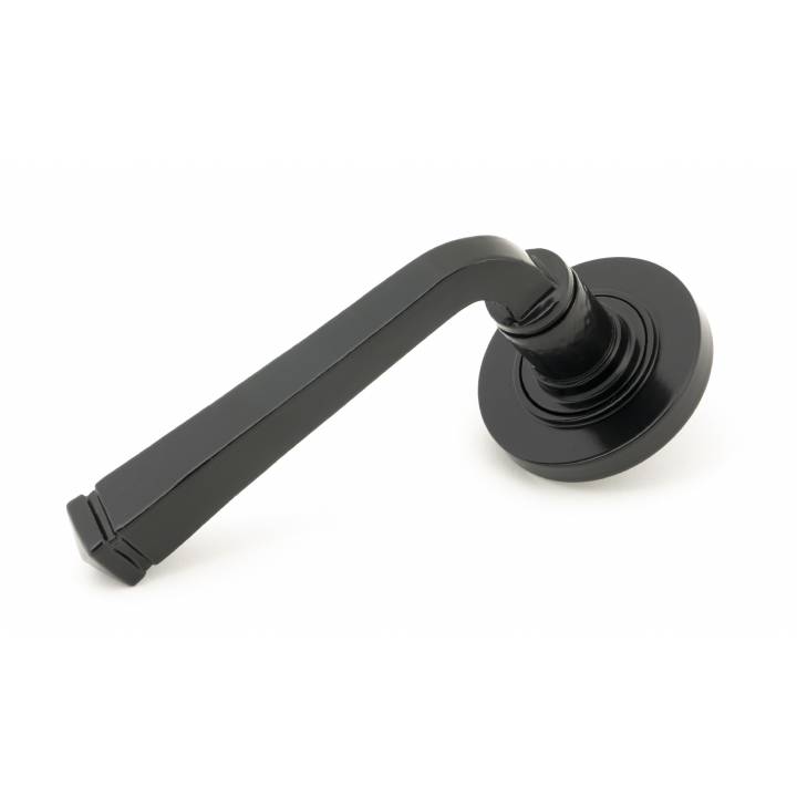 Black Avon Round Lever on Rose Set (Plain Rose)