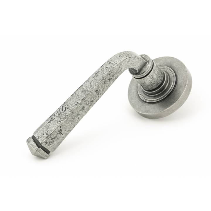 Pewter Avon Round Lever on Rose Set (Plain Rose)