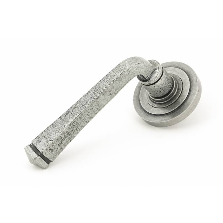 Pewter Avon Round Lever on Rose Set (Art Deco Rose)