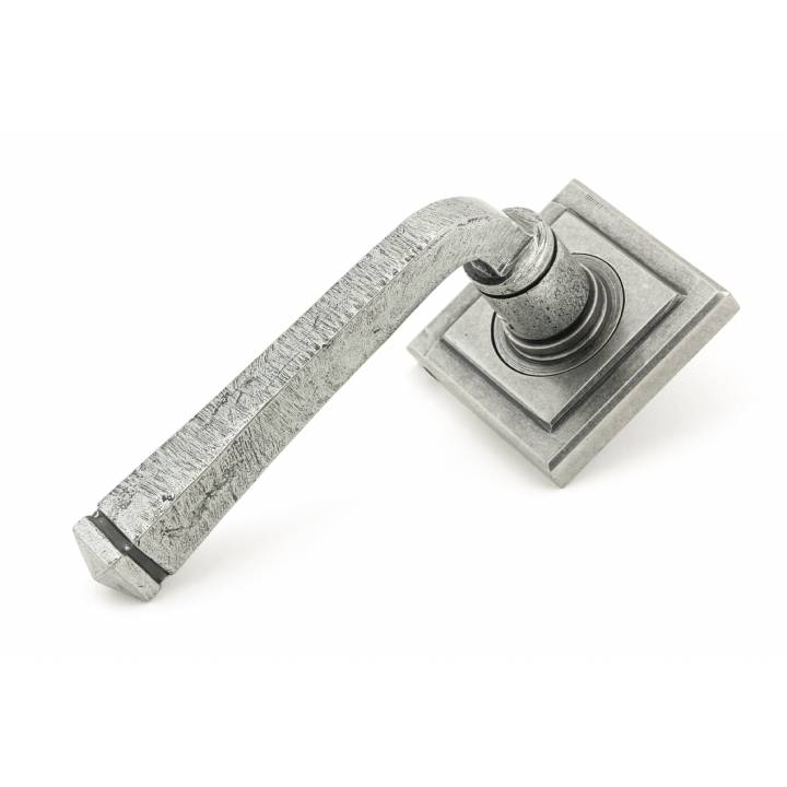 Pewter Avon Round Lever on Rose Set (Square Rose)