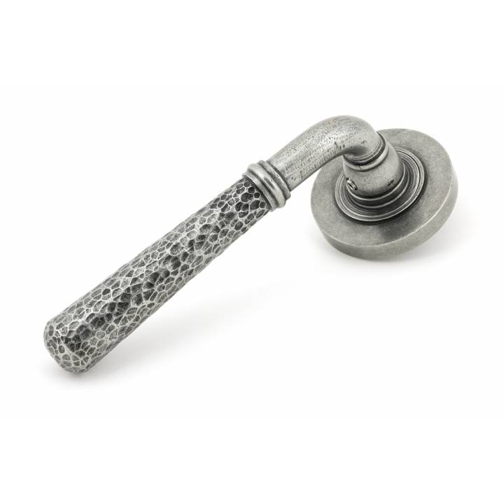 Pewter Hammered Newbury Lever on Rose Set (Plain Rose)