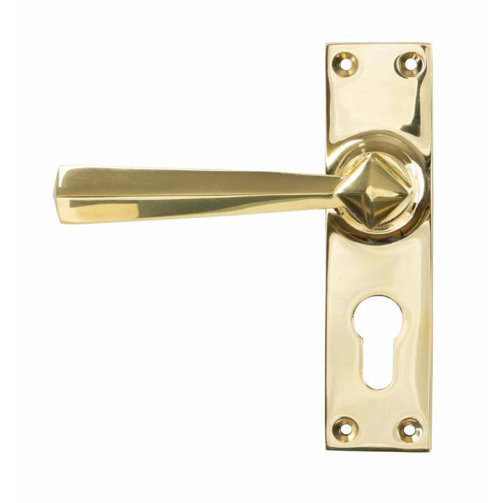 Polished Brass Straight Lever Euro Lock Set