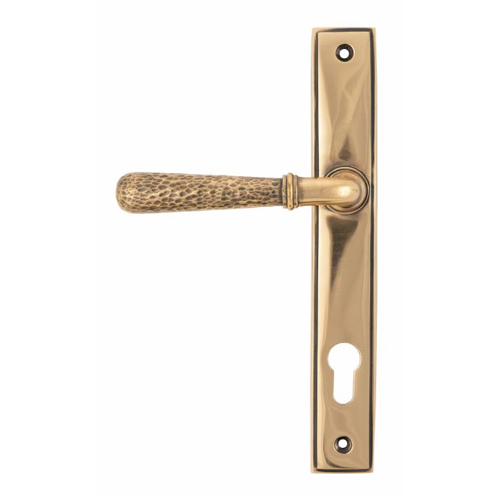 Polished Bronze Hammered Newbury Slimline Espag. Lock Set