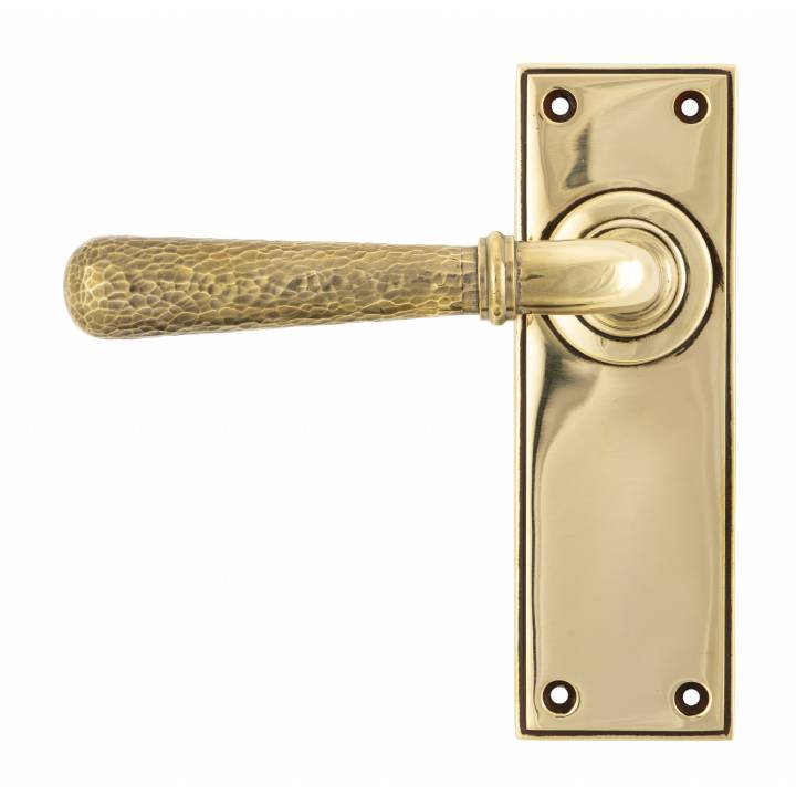 Aged Brass Hammered Newbury Lever Latch Set