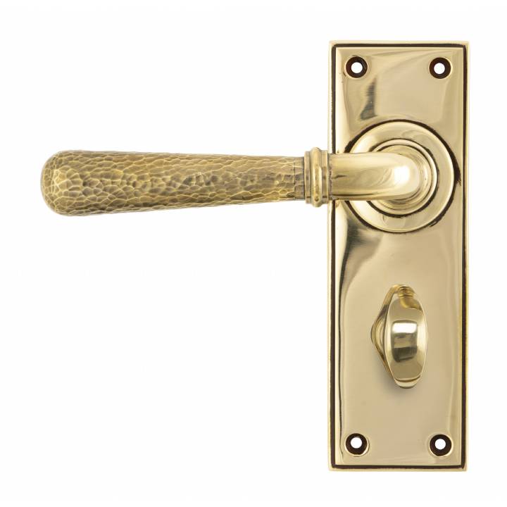 Aged Brass Hammered Newbury Lever Bathroom Set