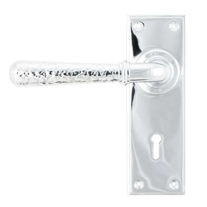 Polished Chrome Hammered Newbury Lever Lock Set