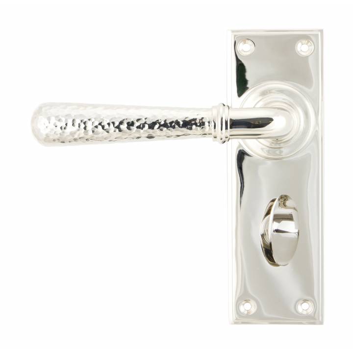 Polished Nickel Hammered Newbury Lever Bathroom Set