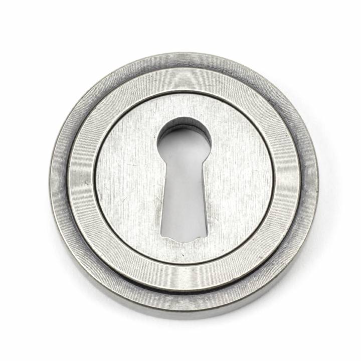 Pewter Round Escutcheon (Art Deco Rose)