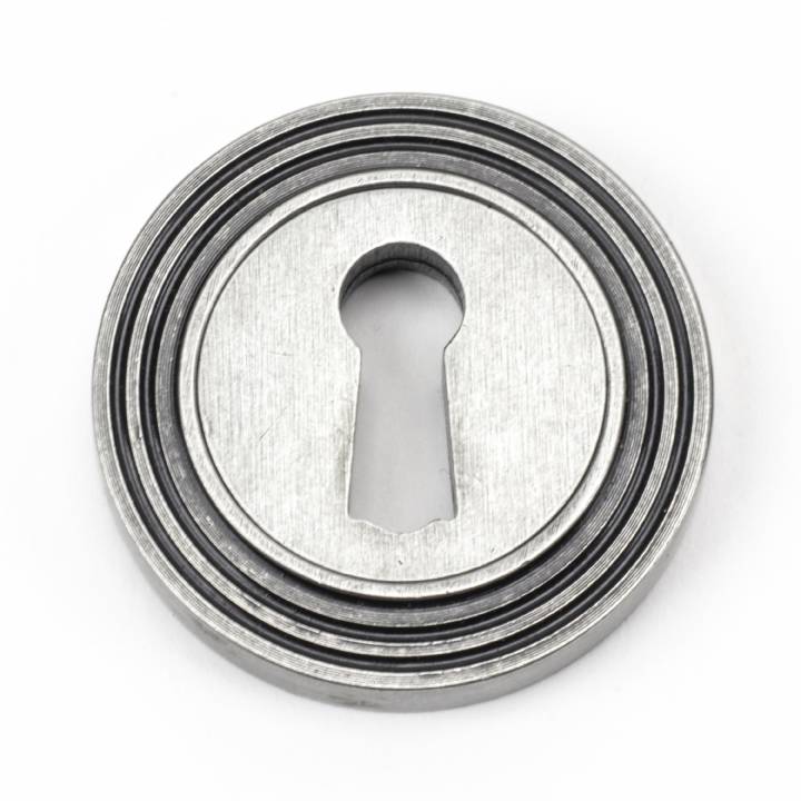 Pewter Round Escutcheon (Beehive Rose)