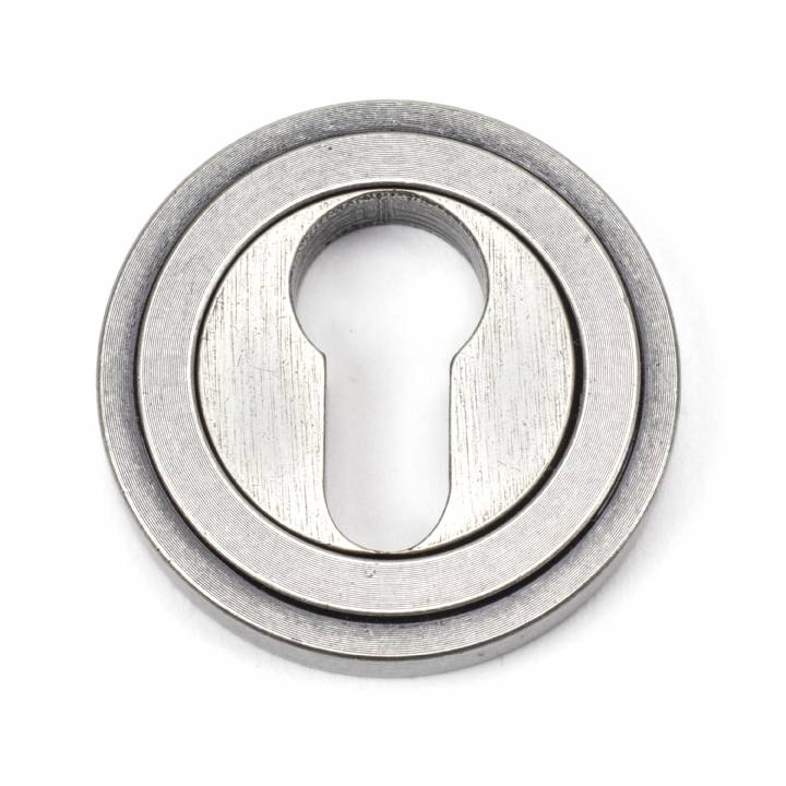 Pewter Round Euro Escutcheon (Art Deco Rose)