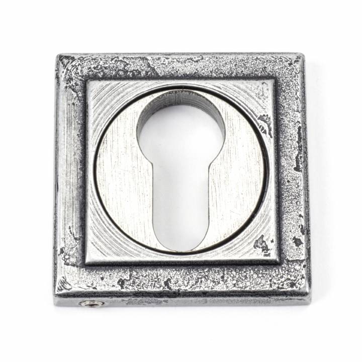 Pewter Round Euro Escutcheon (Square Rose)