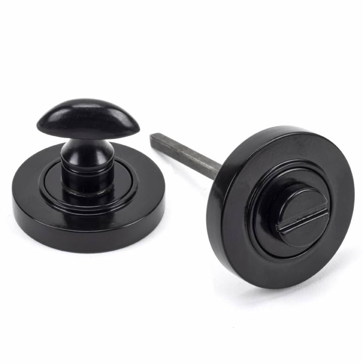 Black Round Thumbturn Set (Plain Rose)