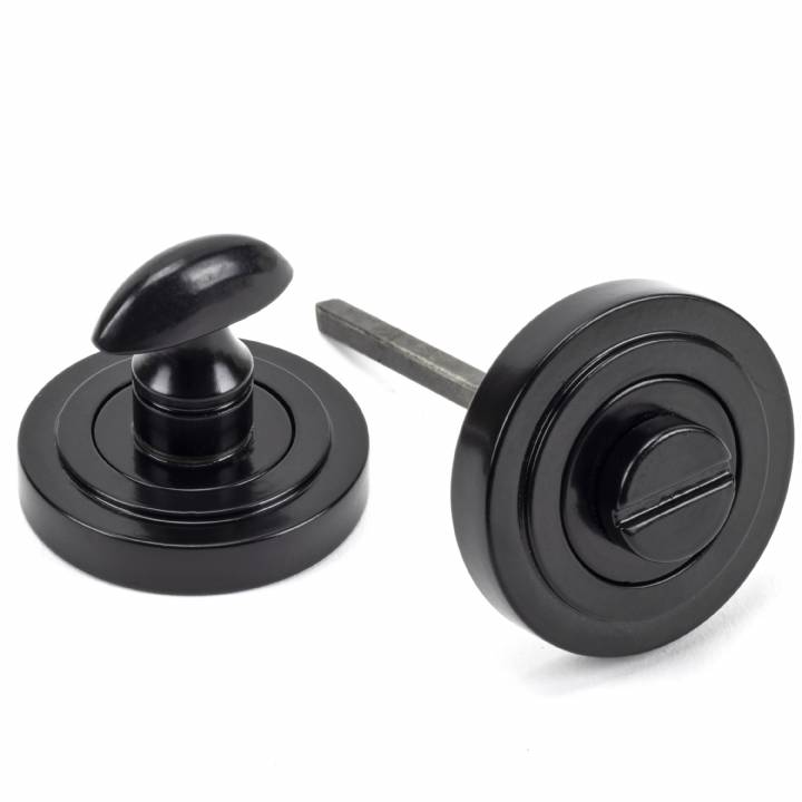 Black Round Thumbturn Set (Art Deco Rose)