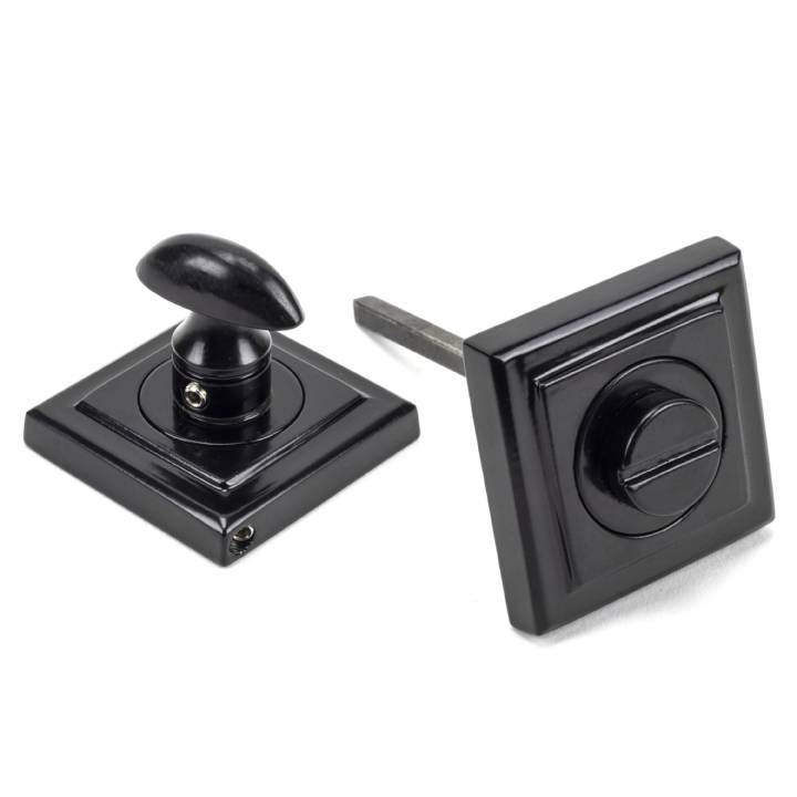 Black Round Thumbturn Set (Square Rose)