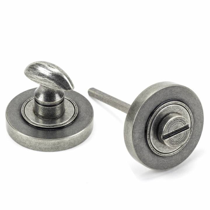 Pewter Round Thumbturn Set (Plain Rose)