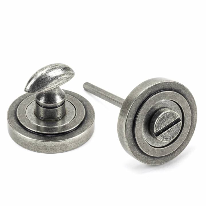 Pewter Round Thumbturn Set (Art Deco Rose)