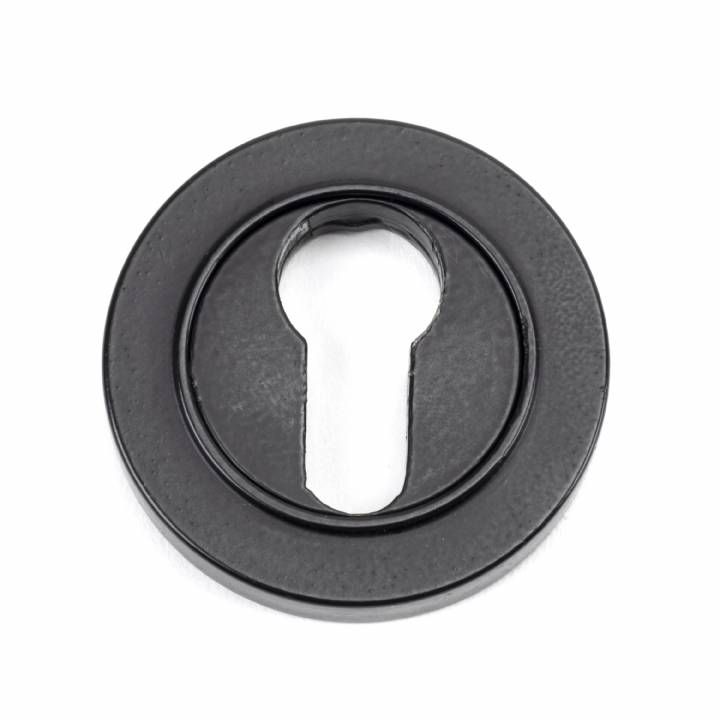 Matt Black Round Euro Escutcheon (Plain Rose)