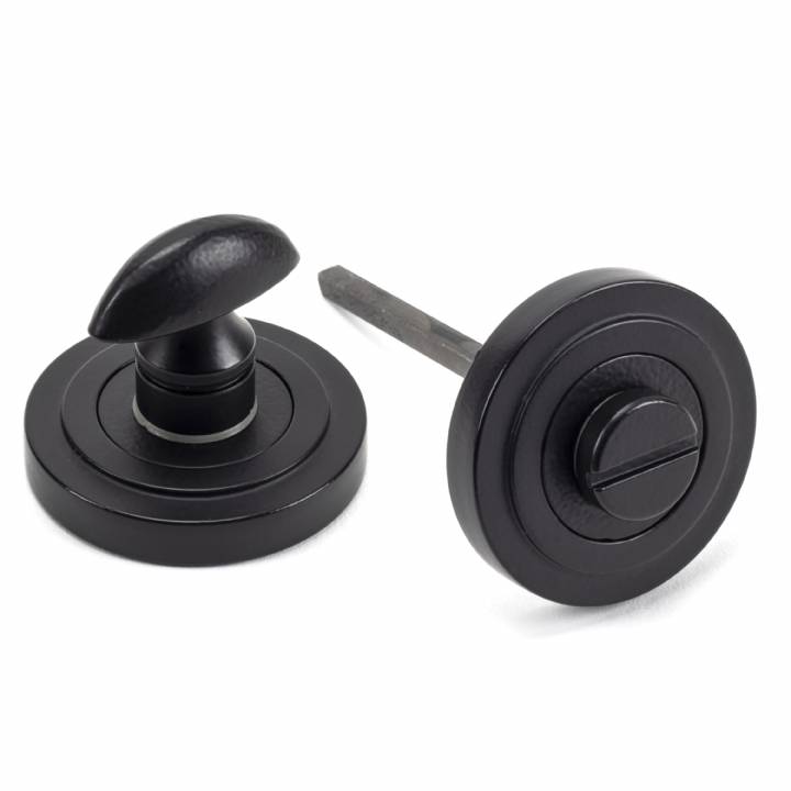 Matt Black Round Thumbturn Set (Art Deco Rose)