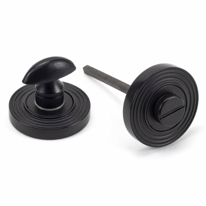 Matt Black Round Thumbturn Set (Beehive Rose)