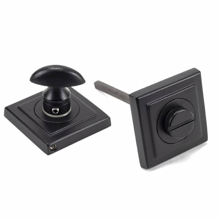 Matt Black Round Thumbturn Set (Square Rose)