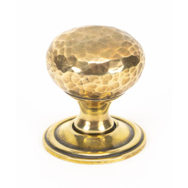 Aged Brass Hammered Mushroom Cabinet Knob 32mm