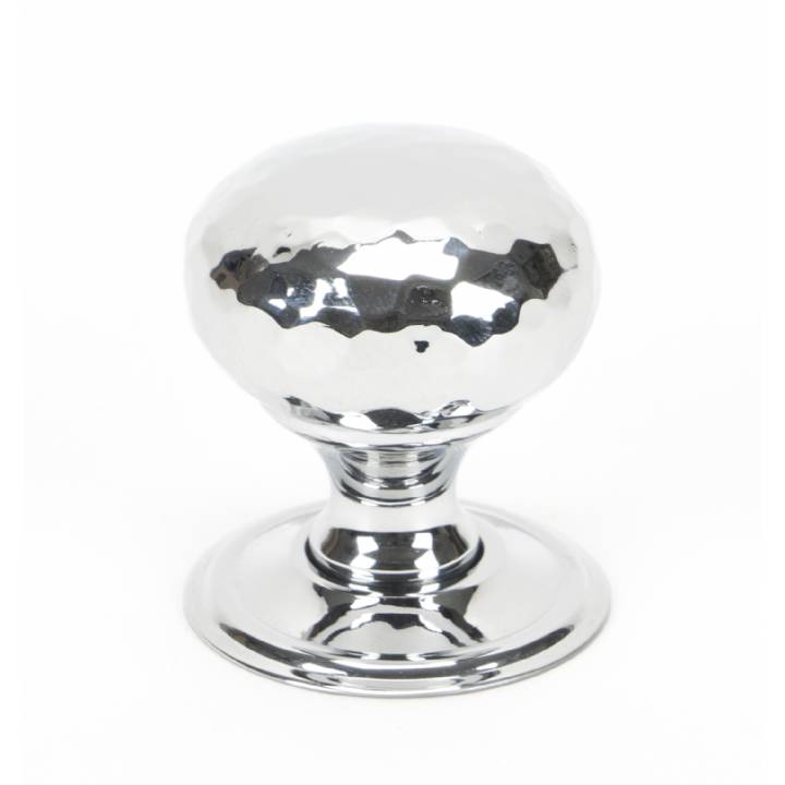 Polished Chrome Hammered Mushroom Cabinet Knob 32mm