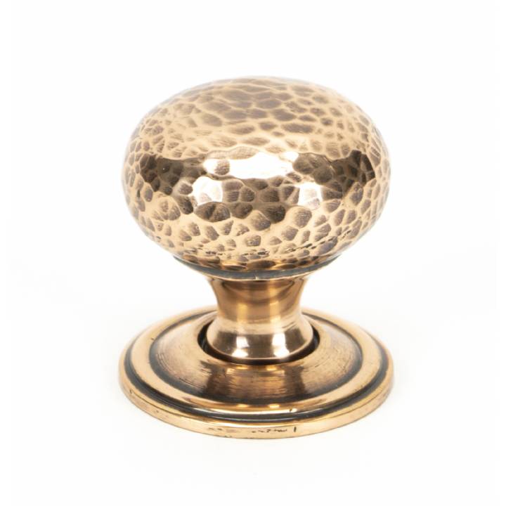 Polished Bronze Hammered Mushroom Cabinet Knob 32mm