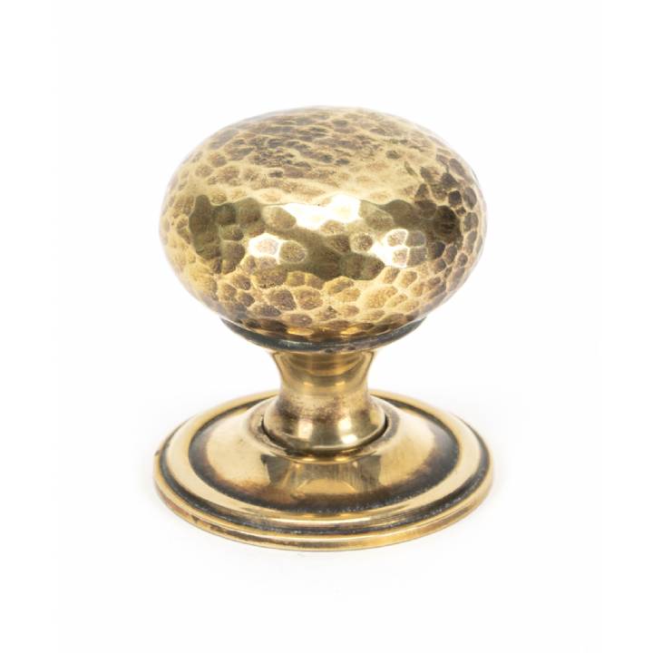 Aged Brass Hammered Mushroom Cabinet Knob 38mm