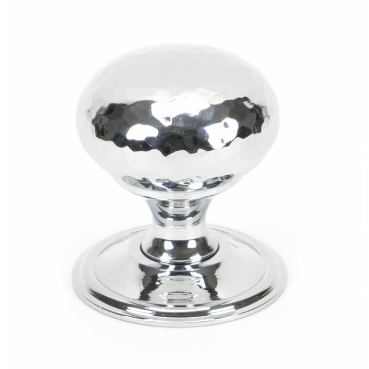 Polished Chrome Hammered Mushroom Cabinet Knob 38mm