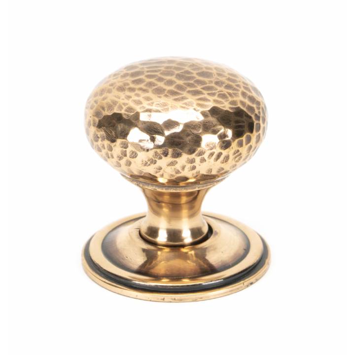 Polished Bronze Hammered Mushroom Cabinet Knob 38mm