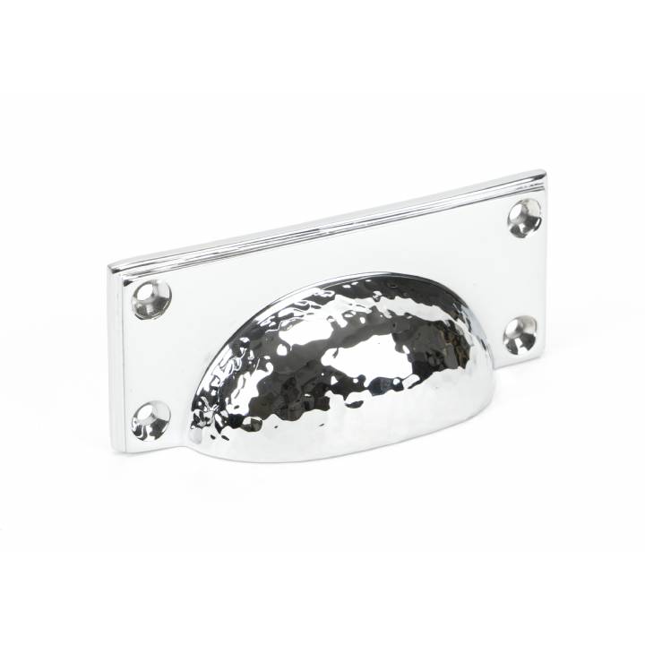 Polished Chrome Hammered Art Deco Drawer Pull