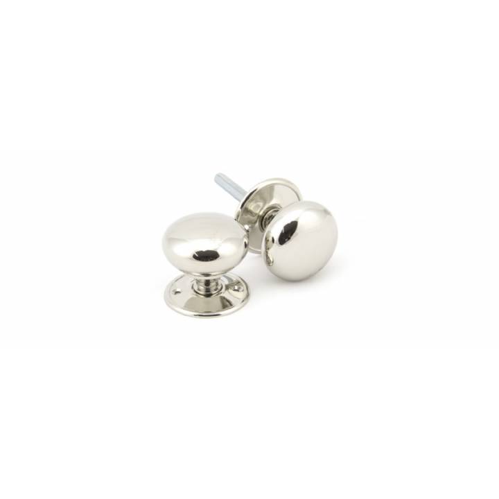 Polished Nickel 57mm Mushroom Mortice/Rim Knob Set