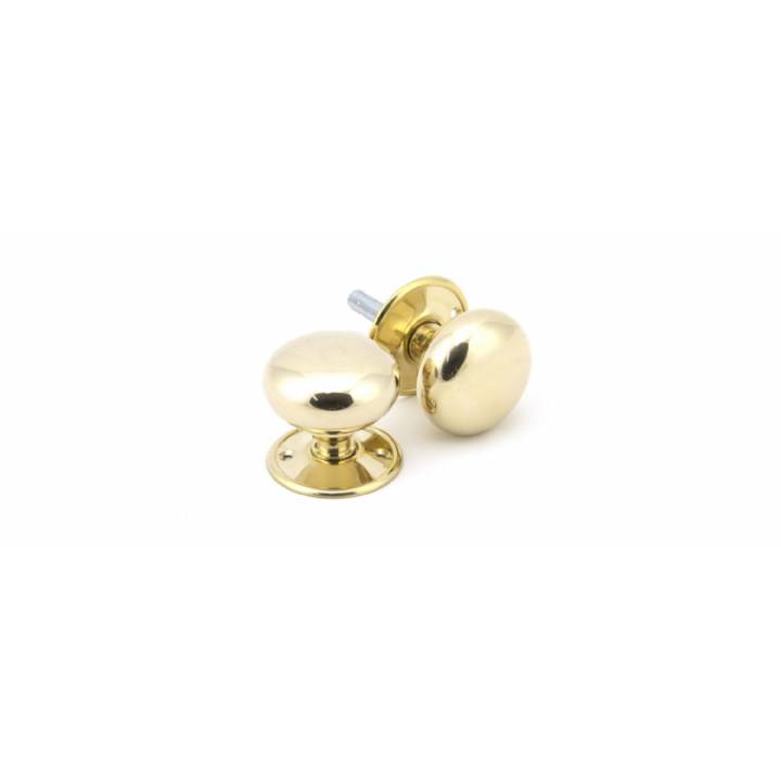 Polished Brass 57mm Mushroom Mortice/Rim Knob Set