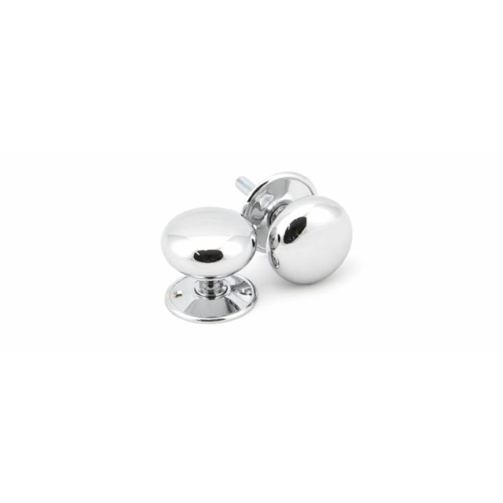 Polished Chrome 57mm Mushroom Mortice/Rim Knob Set