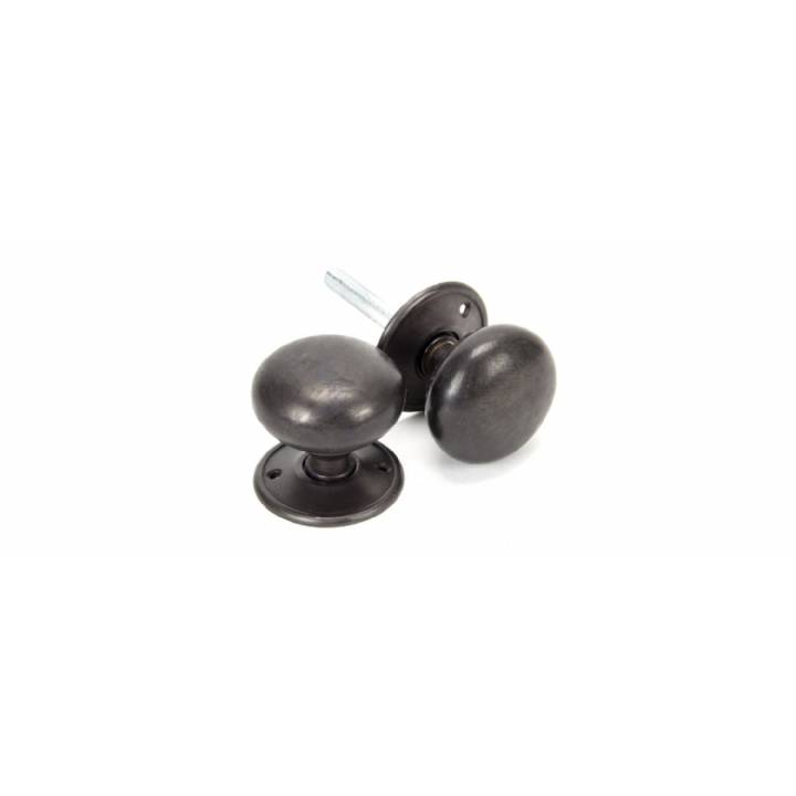 Aged Bronze 57mm Mushroom Mortice/Rim Knob Set