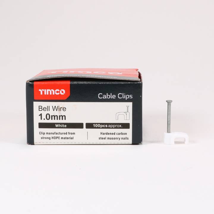 TIMCO 1MM BELL WIRE CABLE CLIPS WH 100