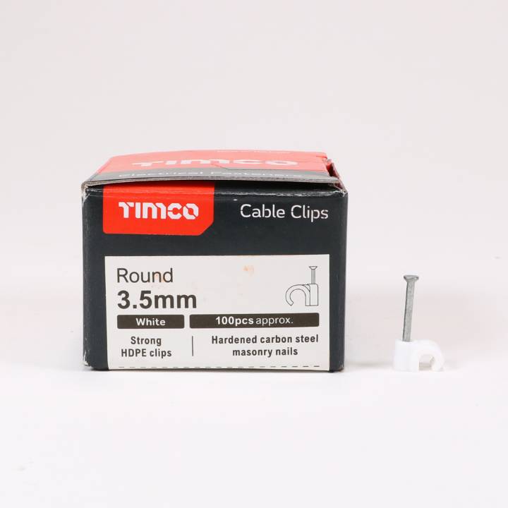 TIMCO ROUND CABLE CLIPS WHITE 100