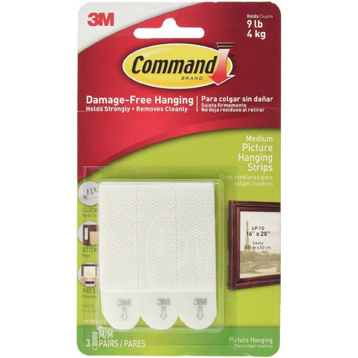 COMMAND PICTURE HANGING STRIPS MED PK.3