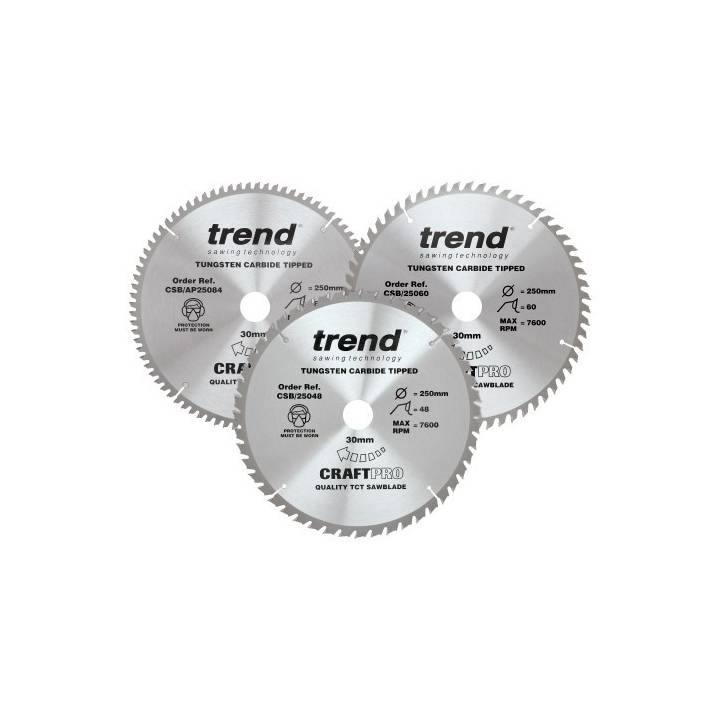 TREND TUNGSTEN 250mm SAW BLADES 3 PACK