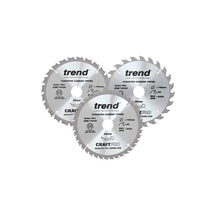 TREND TUNGSTEN 190mm SAW BLADE 3 PACK