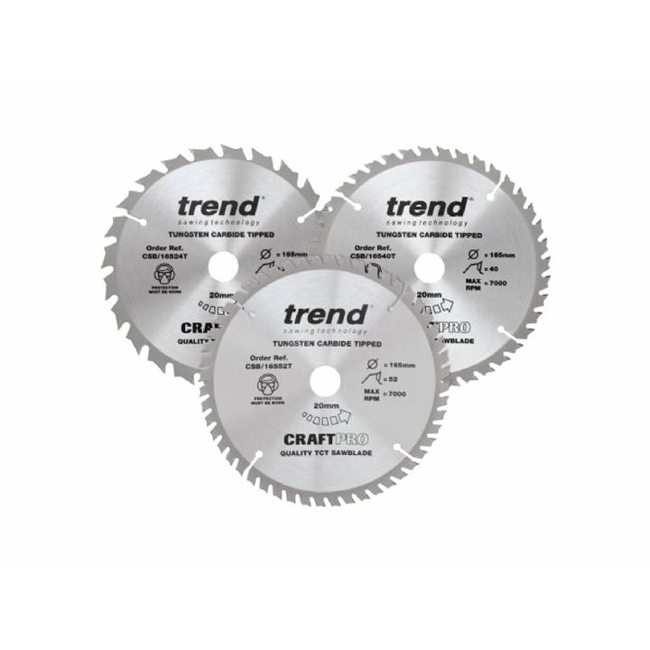 TREND TUNGSTEN 165MM SAW BLADE 3 PACK