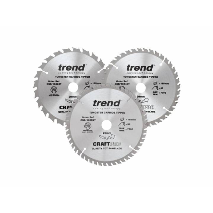 TREND TUNGSTEN 165mm SAW BLADE 3 PACK