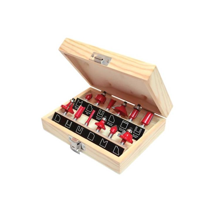 FAITHFULL 1/4in TCT ROUTER BIT SET, 12 PIECE