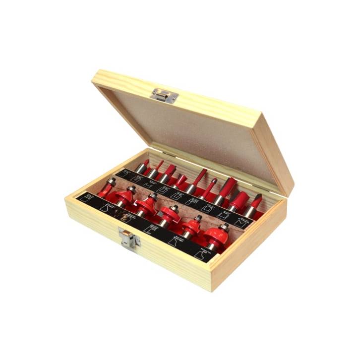 FAITHFULL 1/2in TCT ROUTER BIT SET, 15 PIECE