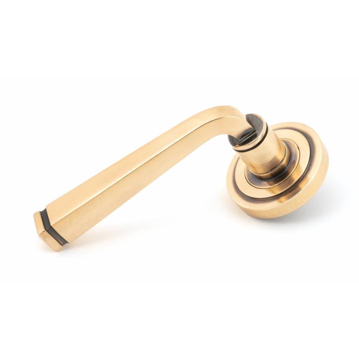 Polished Bronze Avon Round Lever on Rose Set (Art Deco)