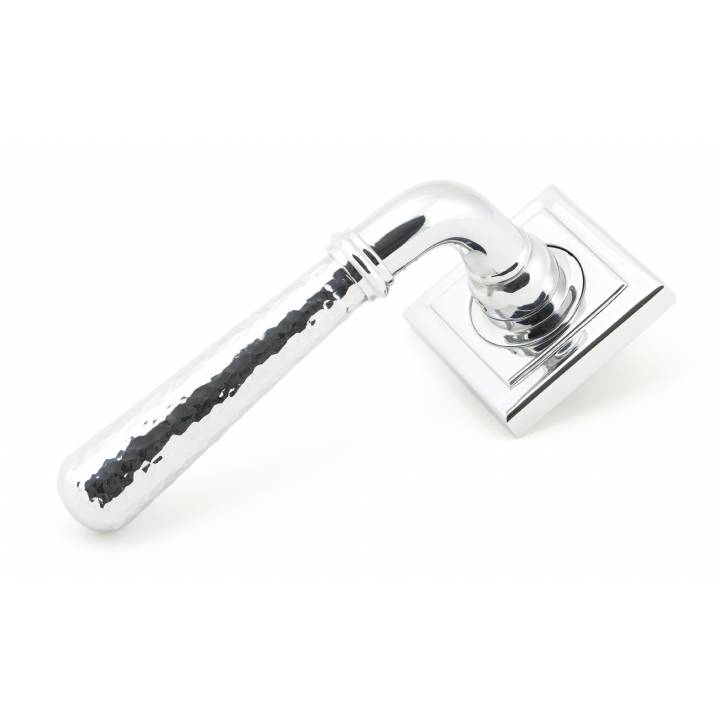 Pol. Chrome Hammered Newbury Lever on Rose Set (Square) - U