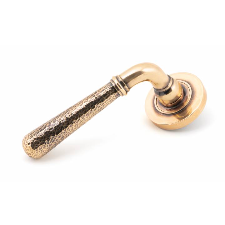 Pol. Bronze Hammered Newbury Lever on Rose Set (Plain)