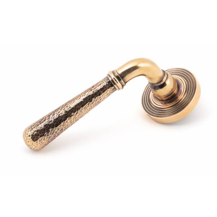 Pol. Bronze Hammered Newbury Lever on Rose Set (Beehive)