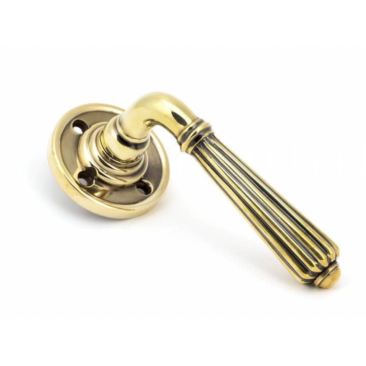 Aged Brass Hinton Lever on Rose Set - U