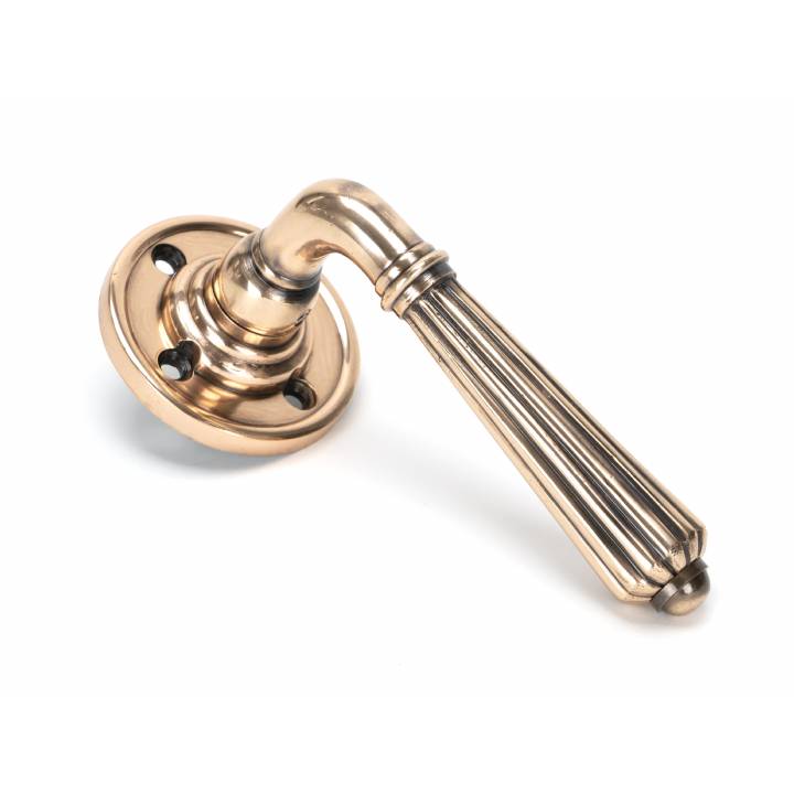 Polished Bronze Hinton Lever on Rose Set - U